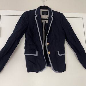 J. Crew Dark Blue Blazer with Light Trim